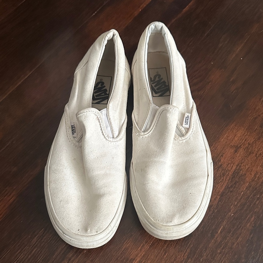 Vans Off-White Canvas Slip-Ons